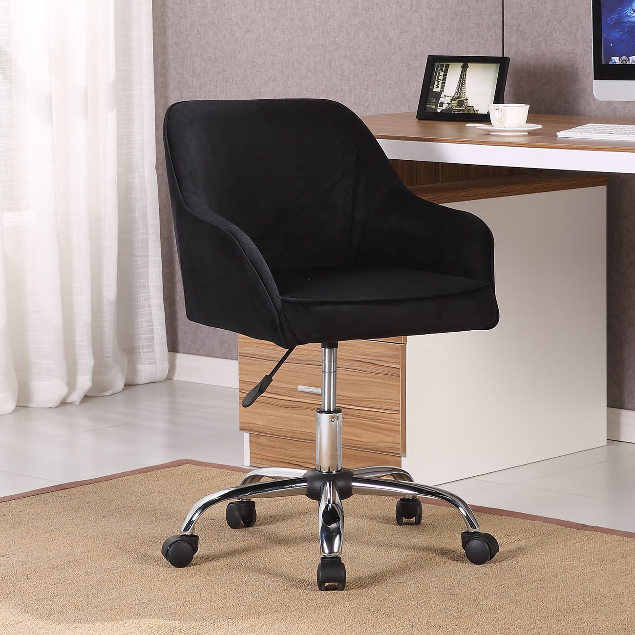 Belleze Modern Office Chair Task Desk Adjustable Swivel Height Velvet