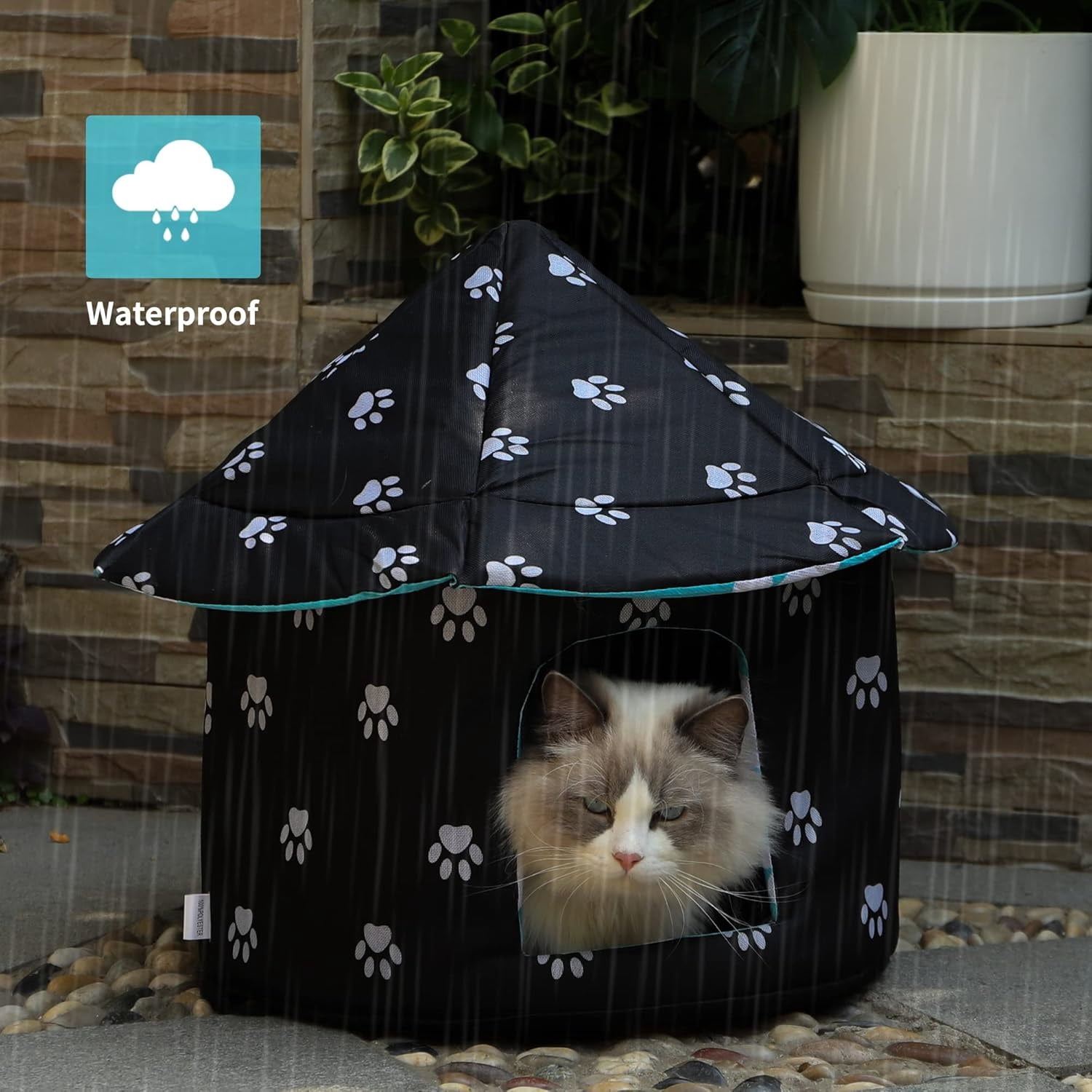 Weatherproof Warm Stray Cat Shelter Insulated Waterproof Outdoor Cat House Small Dog & Rabbit Hutch