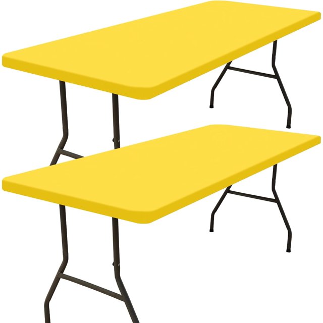Rectangle Picnic Table Cloth Elastic Fitted Tablecloths for Foot Tables Washable Polyester Table Cover for Camping Indoor and Outdoor (Yellow &#;x&#;)