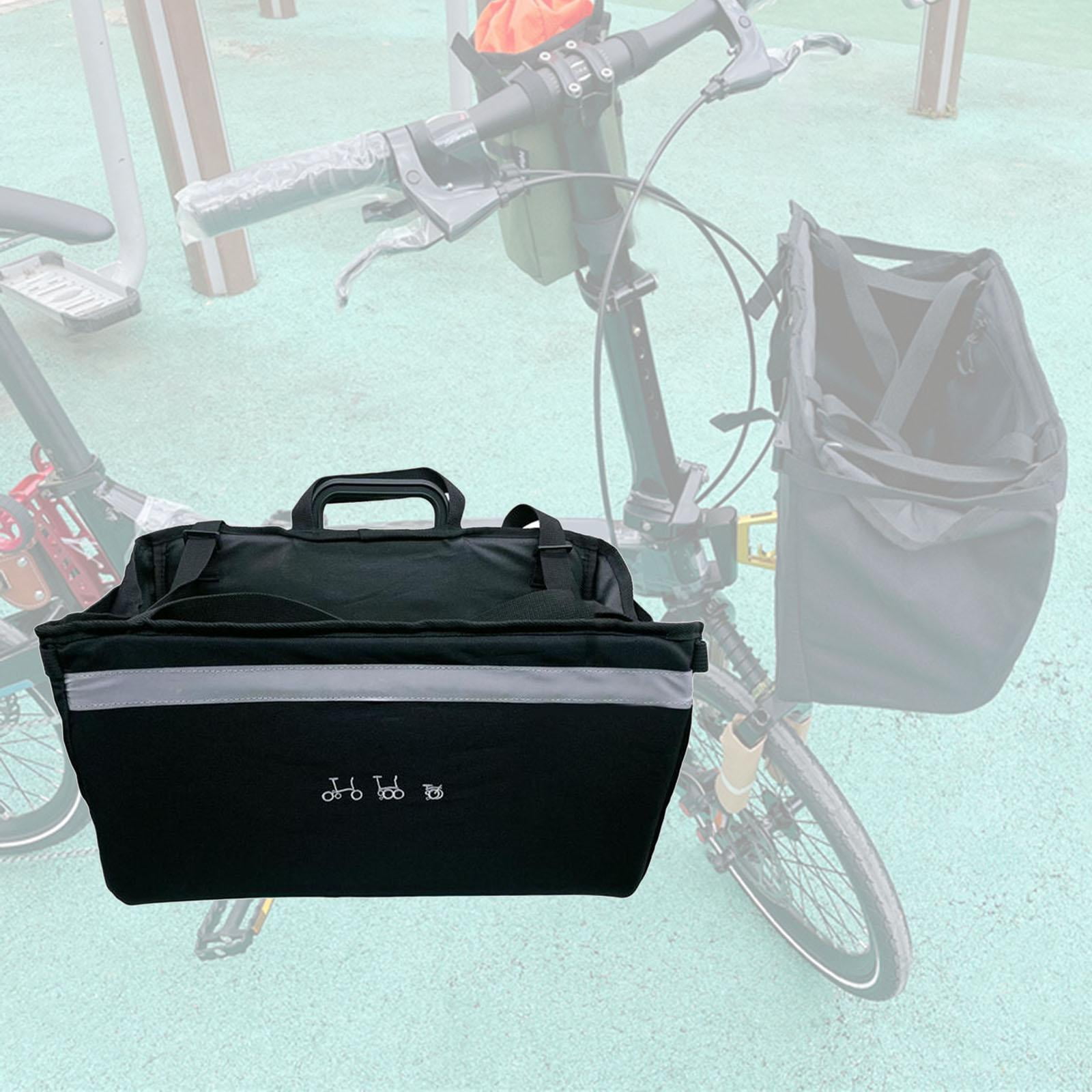 Bike Front Basket Bag with Rain Cover for Folding Bike , Black, 40.5x22.5cm