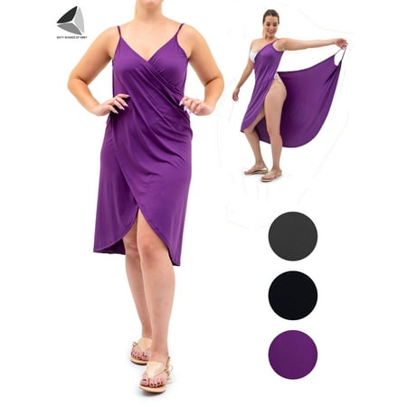 PULLIMORE Updated Women Bikini Cover Up Spaghetti Strap Bathing Suit Wrap Dress Sarong Sling Swimwear Coverups Skirt(S  Gray)