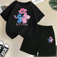 thumbnail image 3 of Conjunto de 2 camisetas y pantalones cortos de Disney Stitch para niños de 2 a 12 años, ropa informal de verano de manga corta con estampado de anime para niños, 3 of 5