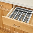 thumbnail image 6 of 5-Compartment Cutlery Drawer Organizer Tray - Plastic Utensil Storage Solution for Spoons, Forks and Kitchen Tools - Grey, 6 of 8