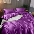 thumbnail image 3 of Cloud Fino Silk Satin Sheet Set| 100% Pure Silk Satin Sheet Set 7pc Silk Fitted Sheet 15" Deep Pocket, Silk Flat Sheet, Silk Duvet Cover & Pillowcases Set !!(King Purple), 3 of 6