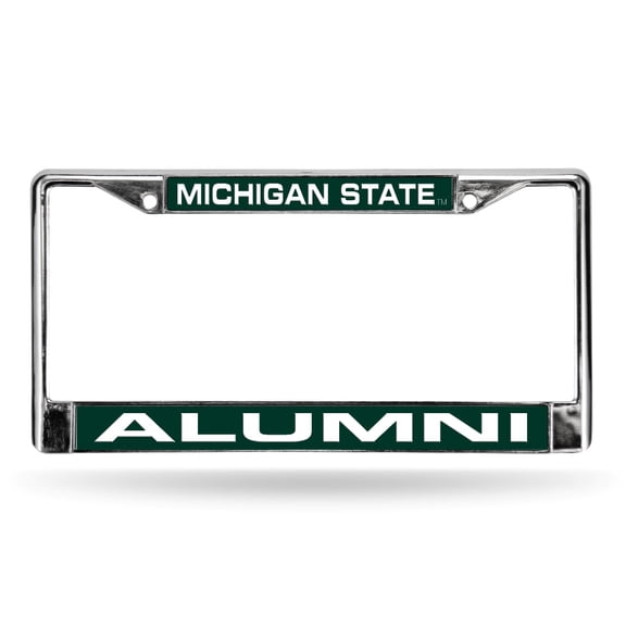Michigan-St-Spartan's Chrome Metal ALUMNI License Plate Frame Holder