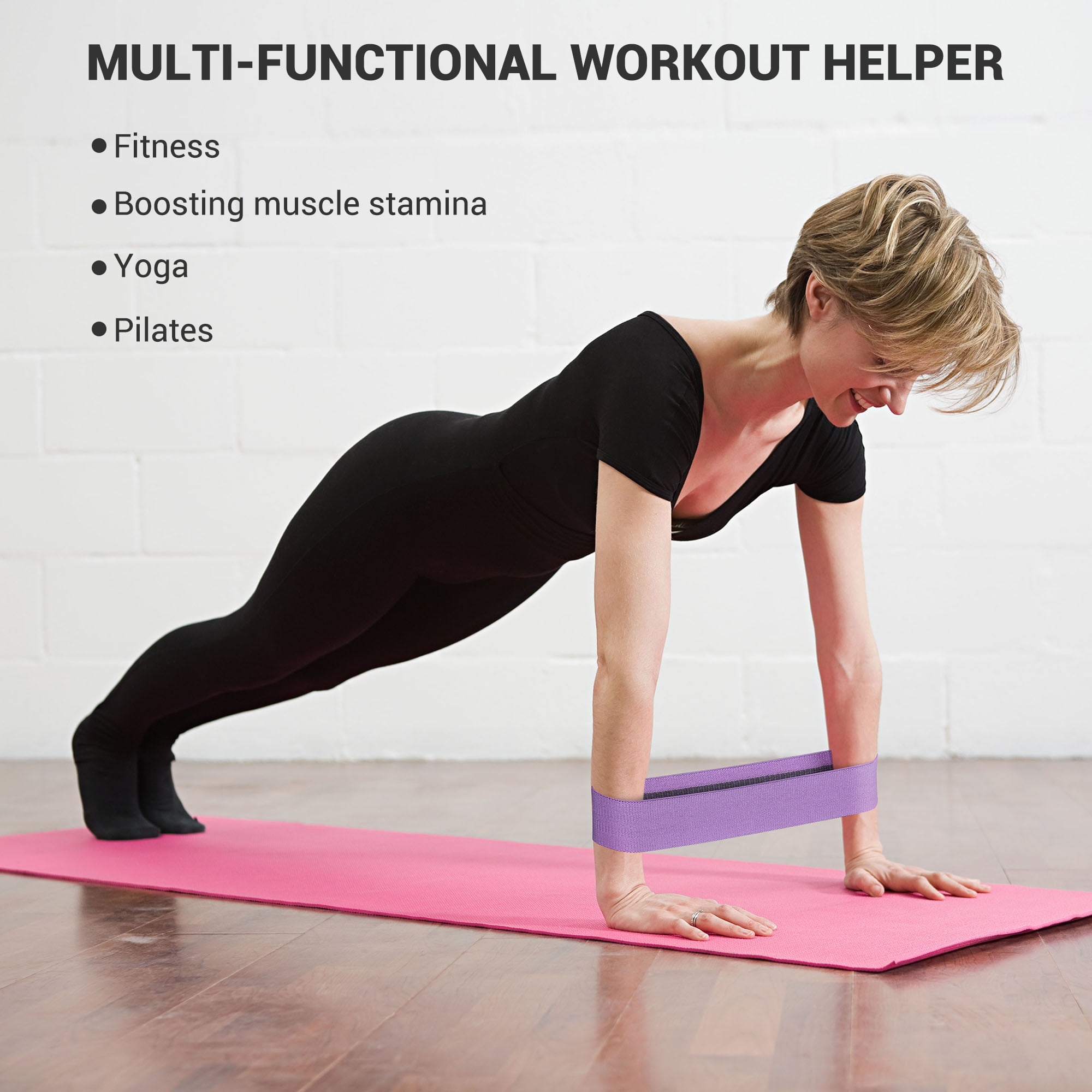 Yescom 3 Pack Resistance Loop Bands Set Workout Fitness Fabric Bands Gym Home Yoga