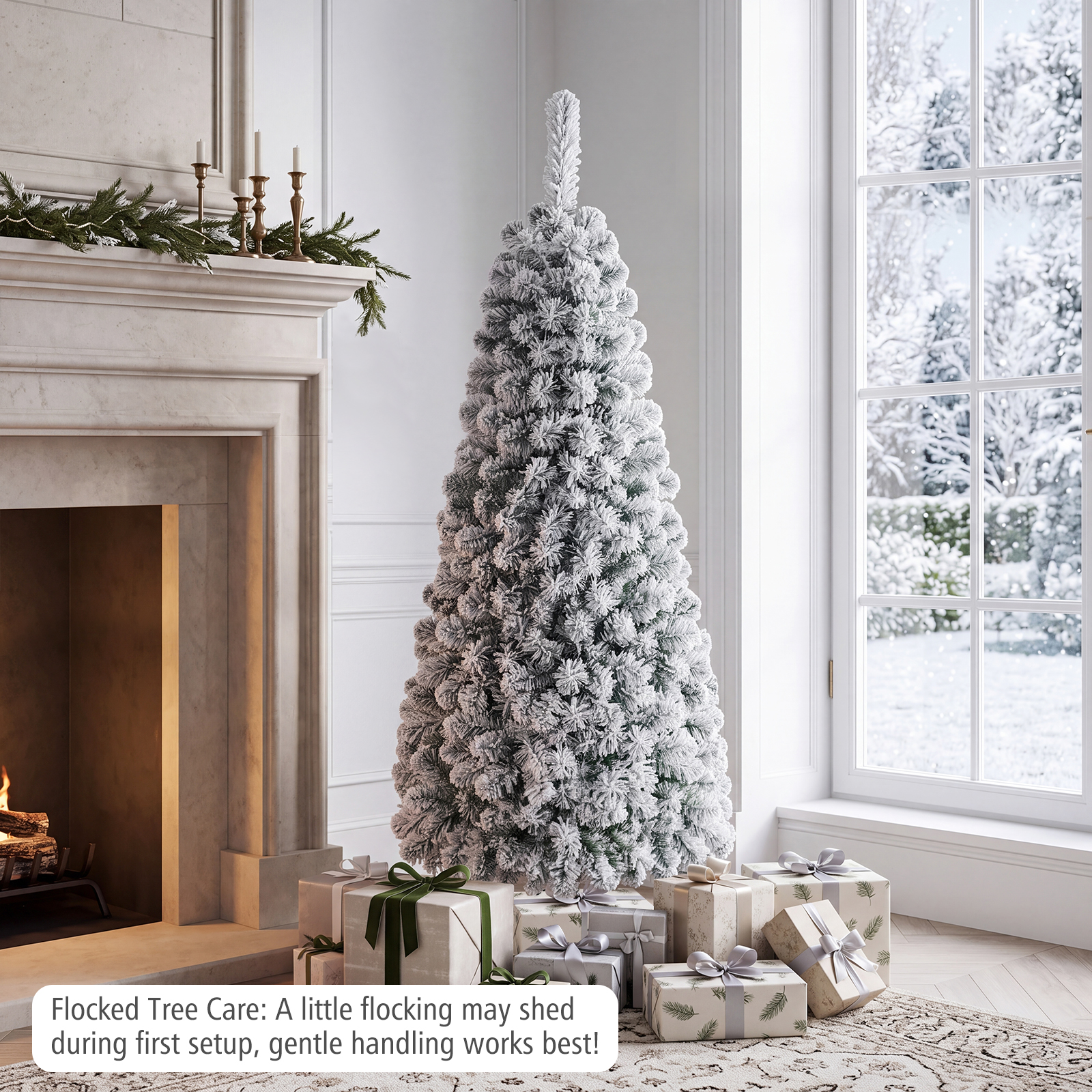 Costway 4.5' Pre-Lit Snow Flocked Pencil Christmas Tree photo 5