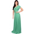 thumbnail image 5 of KOH KOH Long V-Neck Flowy Cap Short Sleeve V-Neck Bridesmaid Wedding Guest Party Formal Summer Sundress Tall Gown Maxi Dress Dresses For Women Light Emerald Green X-Large US 14-16 NT074, 5 of 7