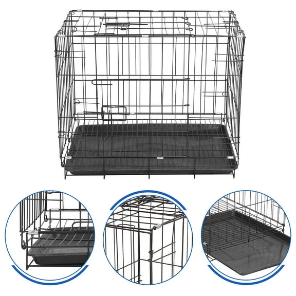 Folding With Toilet Dog Cage Poodle Small And Medium Dog Cat Cage Rabbit Cage Pet Cage(Black)