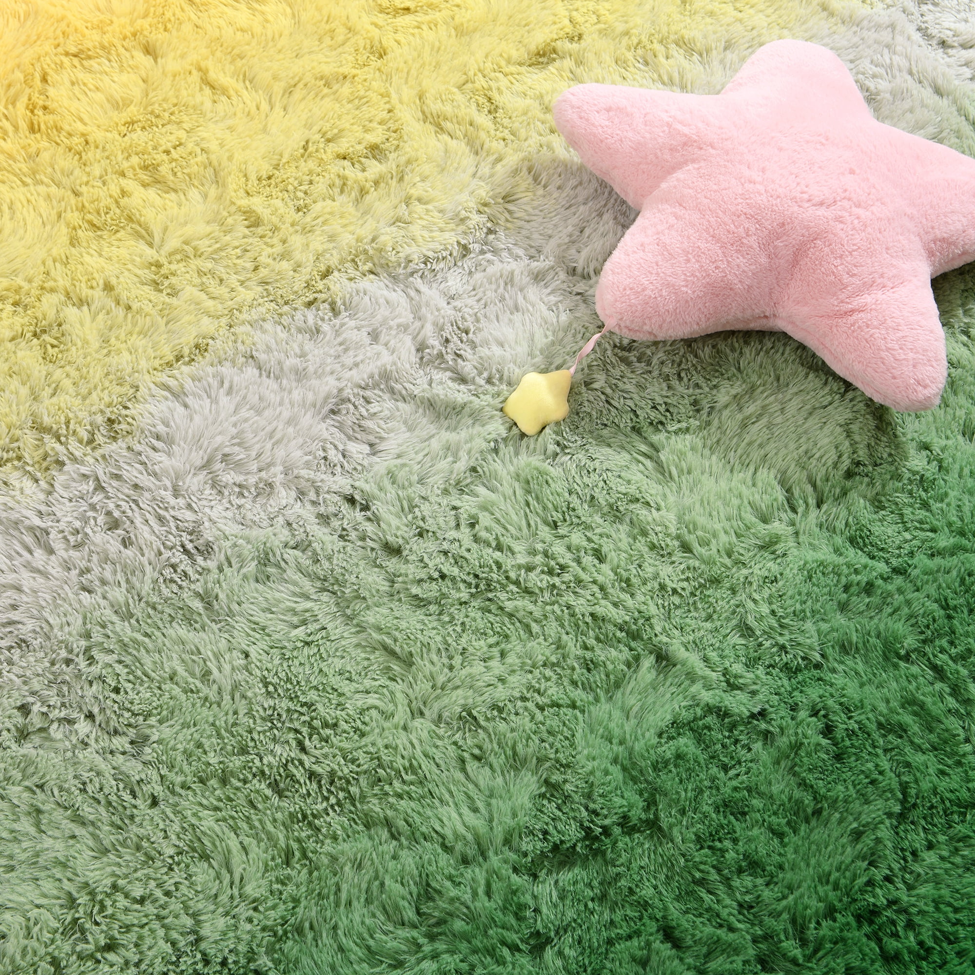 Noahas Fluffy Area Rugs Modern Soft Shaggy Yellow and Green Area Rug, 5' x 8', Anti-Slip Bottom