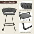 thumbnail image 3 of Yongchuang Bar Stools Set of 2, 30 inch Modern Barstools with Woven Back, Velvet Bar Height Stools for Kitchen Island, Cafe, Pub, Grey, 3 of 11