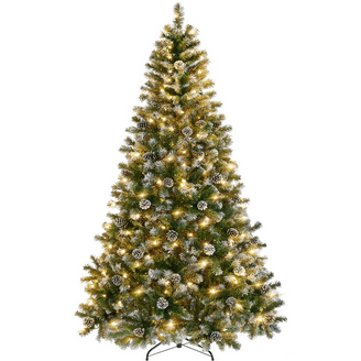 Alden Design 6 Ft Pre-lit Christmas Tree with Warm Lights, Green