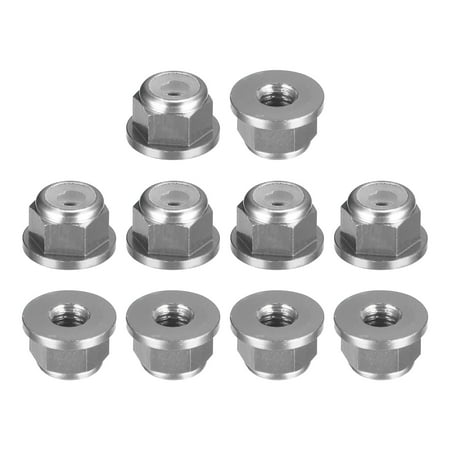 

Nylon Insert Hex Lock Nuts 10pcs - M3 x 0.5mm Aluminum Alloy Self-Locking Flange Nut (Titanium Gray)