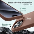 thumbnail image 6 of Designed for iPhone 15 Pro Max Case, Silicone Ultra Slim Shockproof Phone Case with [Soft Anti-Scratch Microfiber Lining], 6.7 inch, Light Brown, 6 of 11