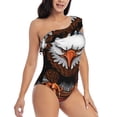 thumbnail image 3 of Sikiie Cartoon Bald Eagle USA Print Women One Piece Swimsuits Tummy Control One Shoulder Bathing Suits Ruffle Swimwear, From S to XXL-XX-Large, 3 of 6
