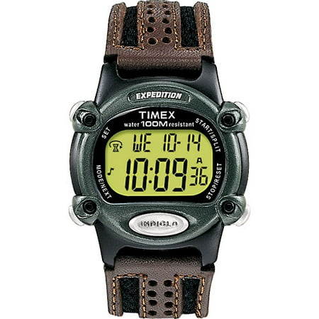 Timex Men's Expedition Digital CAT Watch, Brown Nylon/Leather Strap