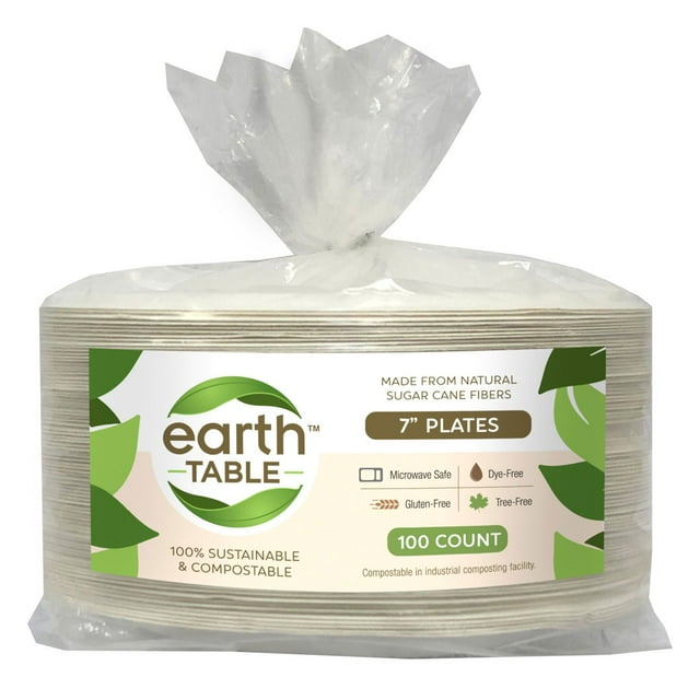 Earth Table Compostable Paper Plate, 7", 100 ct.