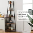 thumbnail image 2 of XUYIDAN Corner Shelf 70 Inch Tall Bookcase 5- Tier Industrial Corner Bookshelf Corner Ladder Shelf Small Bookshelf Rustic Plant Stand Rack Freestanding, 2 of 14
