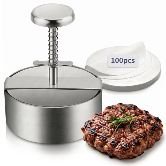 5.5 inch Stainless Steel Burger Patty Press, Hamburger Press,  Round Burger Maker Press for Kitchen BBQ & Sandwich, Hamburger Patty Press