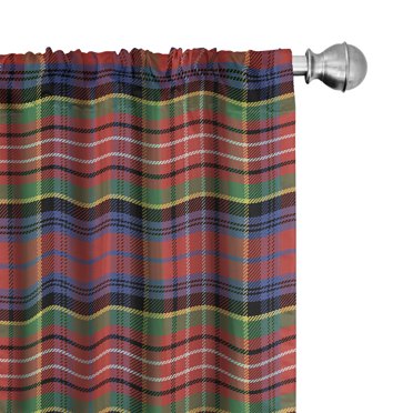 Ambesonne Plaid 4-Panel Curtains, Caledonia Scottish Style, 56"x63", Burnt Sienna Green