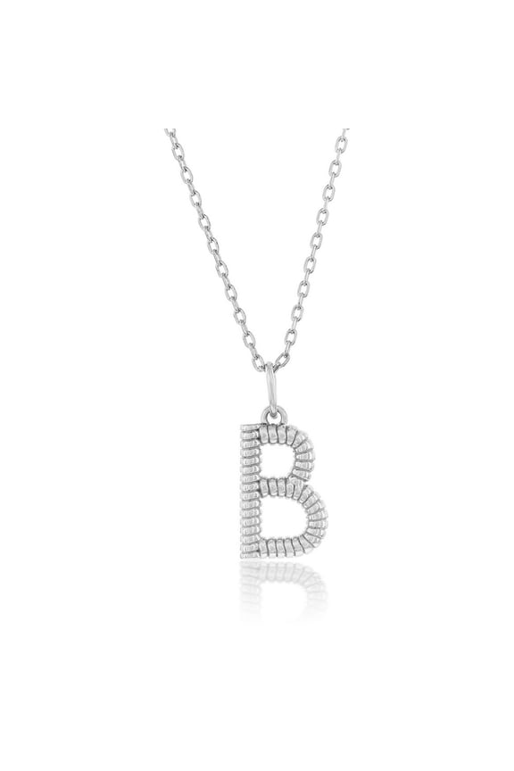 TheJewelryHut Designer Sterling Silver; Rigid Design 'B' Initial Necklace