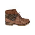 thumbnail image 2 of Refresh BH47 Women Leatherette Sweater Knit Fold Down Fur Trim Combat Bootie, 2 of 6
