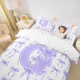 thumbnail image 3 of Manfei Purple Bow Tie Twin Bedding For Girls,Letter G Initial Print Duvet Cover Set For Kids,Reversible,2pcs(No Comforter), 3 of 6