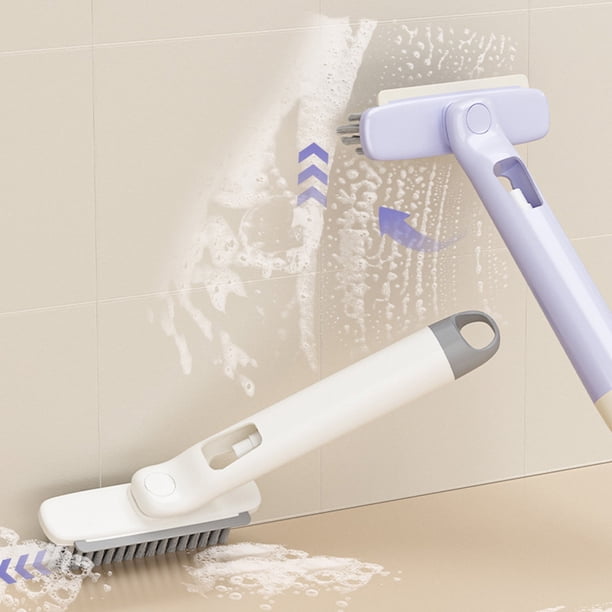 Cepillo para limpiar huecos con cerdas giratorias en forma de V y pulverizador empotrado para cocina y baño