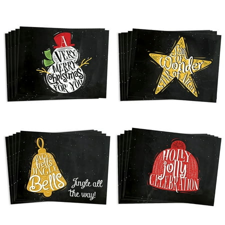 Christmas Card To Family 24 Pack Holiday Greeting Cards, 4 Assorted Merry Christmas Winter Designs Card Set with Envelopes, 24 Premium Notecards for Seasonal Wishes to Family & Friends, Great Value by Digibuddha VHA0022B ()