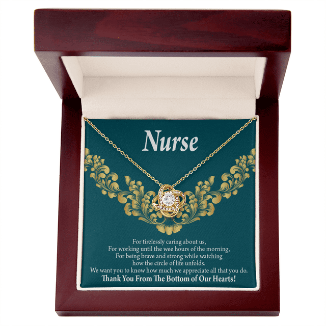 Pour les Soins Infatigables Infirmière Soignante Appréciation Infini Noeud Collier Message Carte