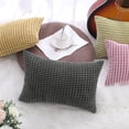 thumbnail image 6 of PiccoCasa Soft Corduroy Striped Velvet Decorative Throw Pillow Cusion Cover Dark Grey 12" x 18", 6 of 8