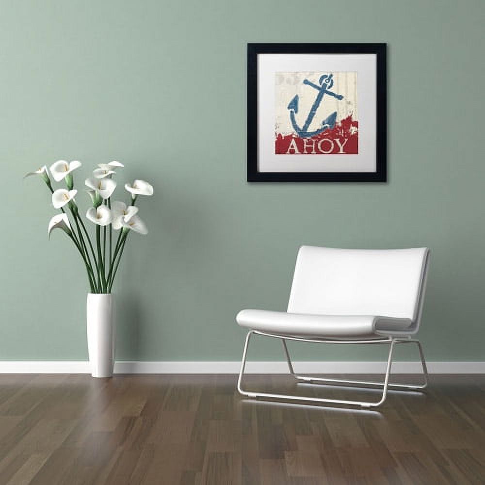 Trademark Fine Art "Nautical IV Red" Canvas Art by Wellington Studio, White Matte, Black Frame