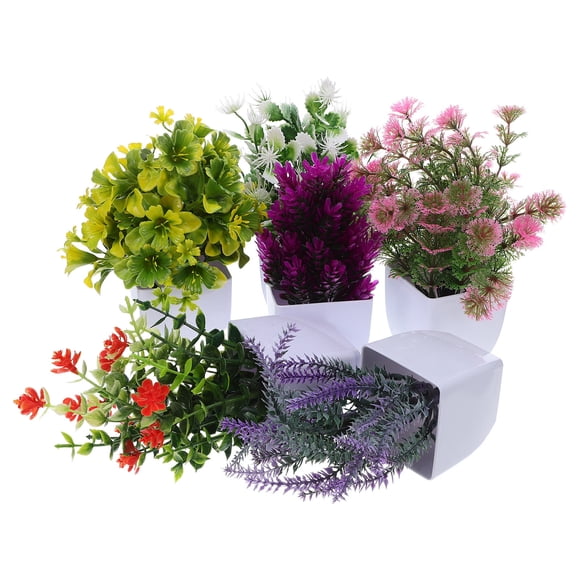 Hytrove 6Ud Plantas Artificiales En Maceta Con Flores De Plástico Para Hogar Y Oficina