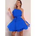thumbnail image 1 of Vestido de malla elegante con lazo, minifalda, vestido de noche, vestidos cortos, vestido elegante, 1 of 6