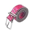 thumbnail image 1 of Cinturones para mujeres INSPIRE CHIC con decoración de lentejuelas y ojales, cinturón versátil sin perforación, hebilla de pasador de 107x3.3cm/42.1x1.3" color rojo rosa, 1 of 6