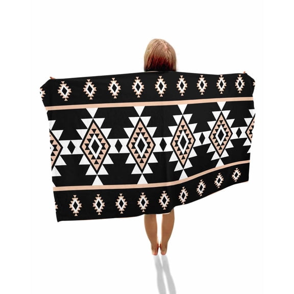 Black White Boho Beach Towels Oversized Super Absorbent, Modern Western Aztec Abstract Geometric Lightweight Bath Towel Quick Dry Sets For Bathroom/Pool/Rv Camping/Beach Play/Gym Room/Picnic 23"x47"