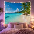 thumbnail image 2 of Palm Tree on a Turquoise Tropical Beach with Boulders, Peaceful Coastal for Beach Lovers, Ocean Wall Art, Housewarming Gift, Tapestry Wall Hanging for Bedroom and Living Room, 2 of 7