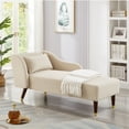 thumbnail image 2 of Aukfa 58" Velvet Chaise Lounge Indoor Upholstered Sofa w/ Pillow for Living Room Bedroom, Beige, 2 of 9
