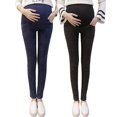 thumbnail image 2 of Pantalones de mujer embarazada elásticos ajustados para pies pequeños, vaqueros negros para mujer embarazada, leggings sin caída, 2 of 2