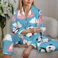 thumbnail image 4 of Goofa Panda Flying in the Sky Printed Women’s 2 Piece Pajama Set Super,Pajamas Women's Long Sleeve Sleepwear Soft Button Down Loungewear Pjs Lounge Set Nightwear-Small, 4 of 9