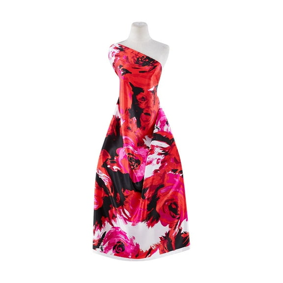 Zelouf Charmeuse Print  , Sewing, DIY, Crafts Fabric by the Yard, 933 Blk/red, 3 Yard