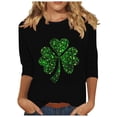 thumbnail image 2 of Meichang Hauts à Manches 3/4 pour Femmes T-Shirts de la Saint-Patrick Mignons T-Shirts Graphiques Trèfle Col Rond Blouses Trèfle Liquidation pour Femmes Hauts de la Saint-Patrick, 2 of 4