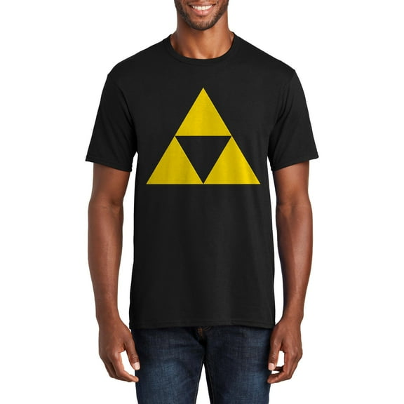 Oversized Triforce Zelda Graphic Men's Premium Crew Neck Tee Shirt - Jet Black XL