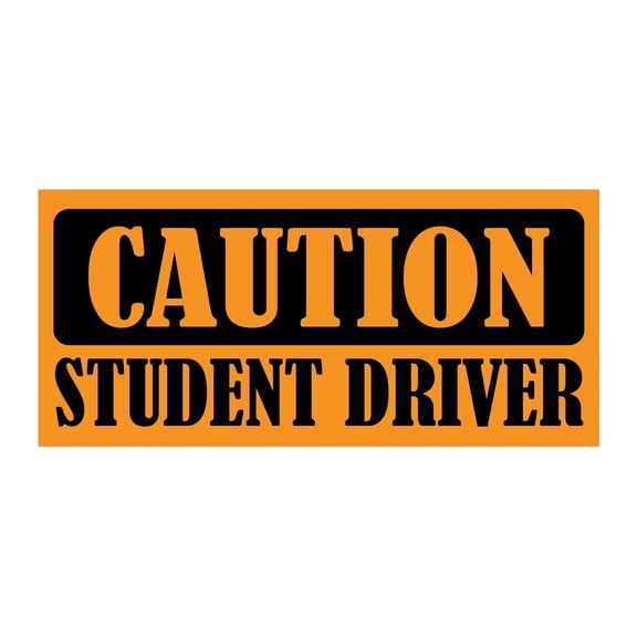 Caution Student Driver Bumper Magnet by DCM Solutions (Orange, 9.25" W x 4.25" H)