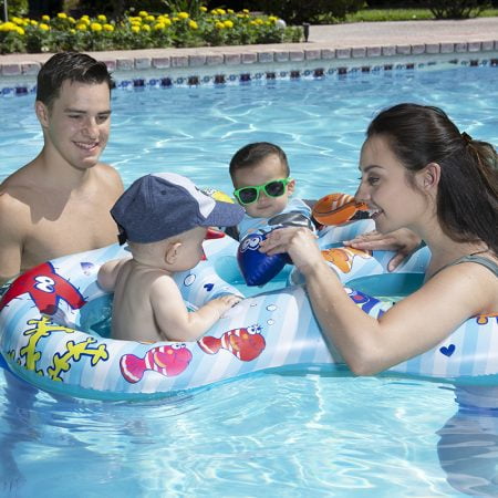 Swim Central 46.5" Underwater Creatures Mommy and Us Dual Inflatable Swimming Pool Float