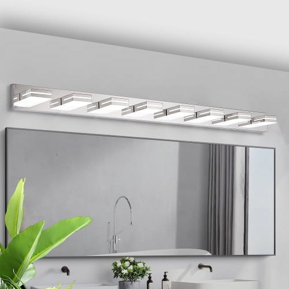 Hi-LIGHTS,8-Lights Modern Chrome LED Vanity Light,Wall Sconce,Sleek Minimalist Design,Energy-Efficient for Bathroom,Dressing room,Living Room,Bedroom(Chrome)