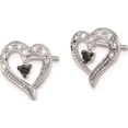 thumbnail image 3 of Sterling Silver Ss Rh Plated White Night Black & Diamond Heart Post Earrings (11 X 12) Made In India qe7872, 3 of 6