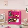 thumbnail image 4 of CRXX Baby Toddler Bookshelf and Storage Organizer, Kids Cabinet and Bookcase, Wooden 3 Cubby Children Book Shelf for Playroom, Bedroom, Nursery, School 23.62'' H-2 Tier-Small-Pink, 4 of 9