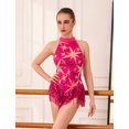 thumbnail image 5 of IBTOM CASTLE Women Star Sequins Fringe Tassel Cami Leotard One Piece Bodysuit Latin Jazz Dance Acrobat Rave Costume Pink, 5 of 7