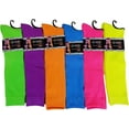 6 Pairs Solid Neon Color Knee High Socks For Women